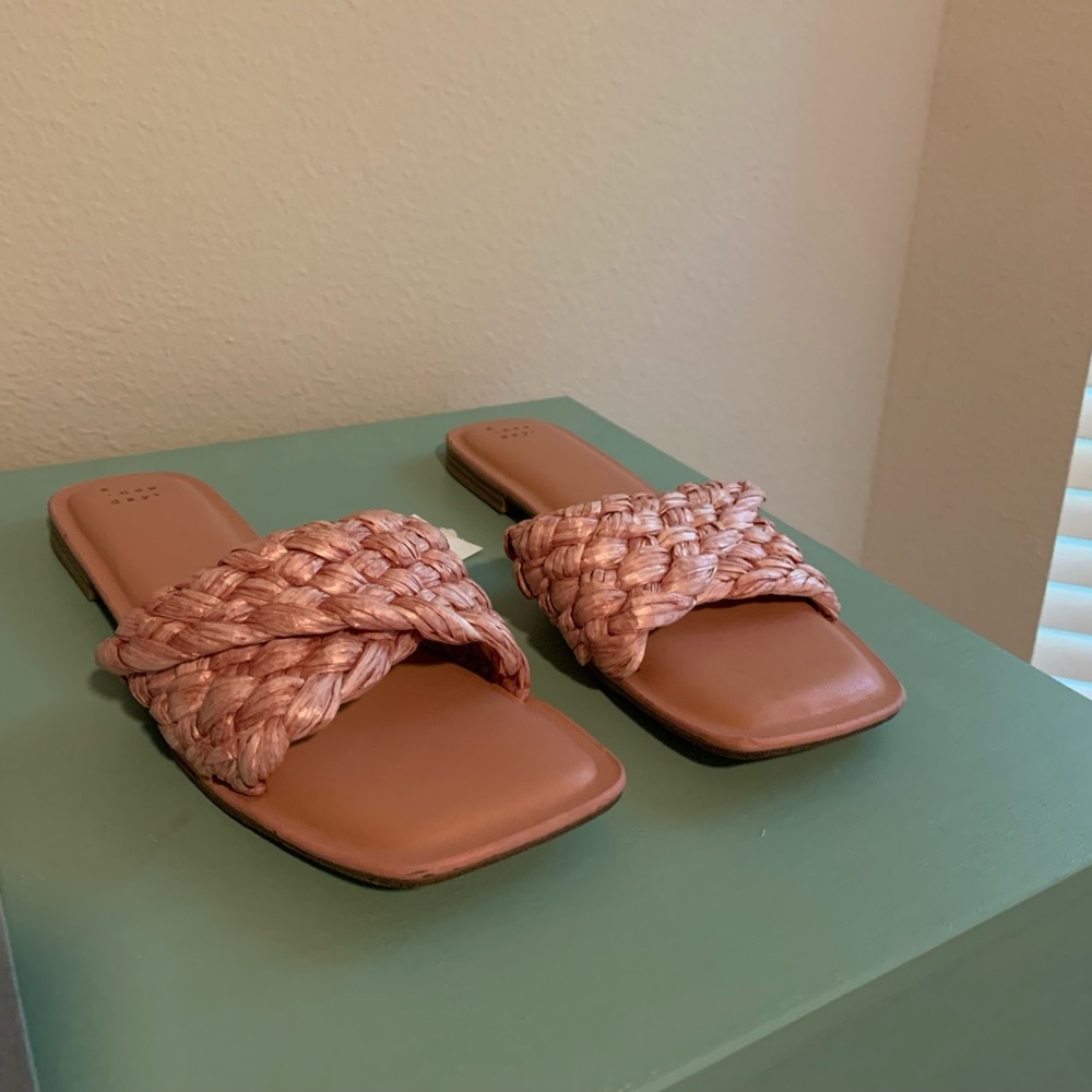 NWT Ladies A New Day Pink Nicolette Raffia Slide Sandals - Size 11